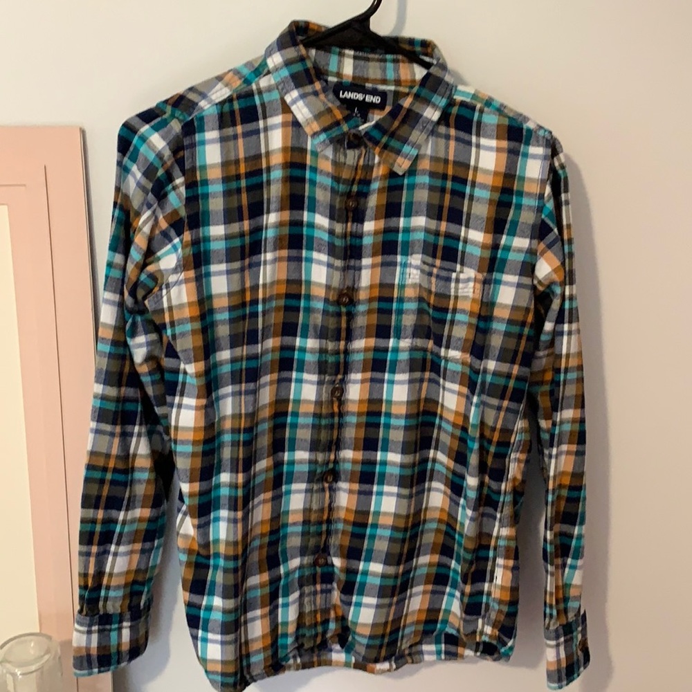 Lands’ End boys plaid flannel shirt